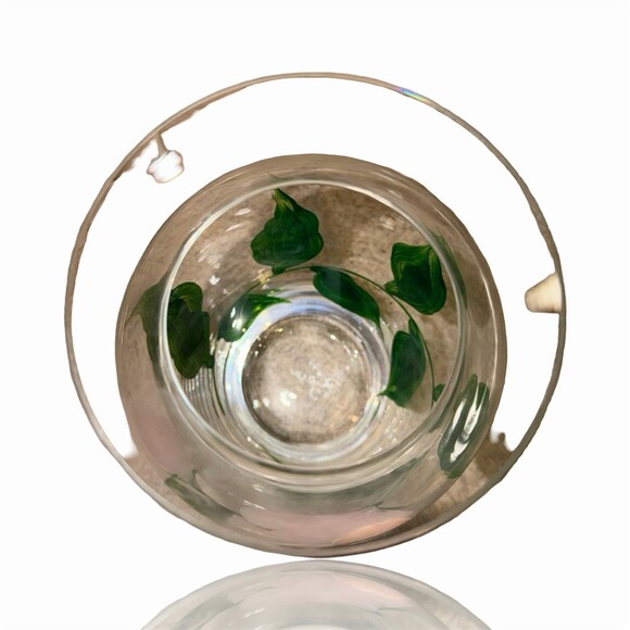 Clear Glass Hand-Painted Pink Flower Vase Signed B. Jean 7 in - Picture 2 of 5